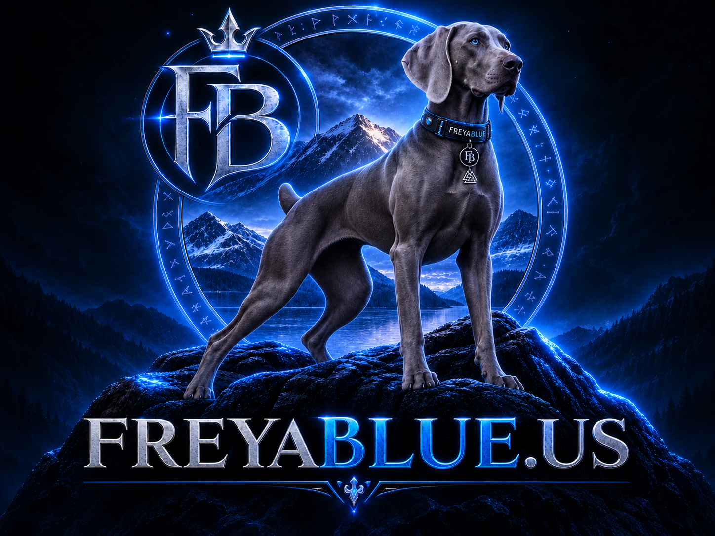 Full FREYABLUE blue Weimaraner and FREYABLUE.US name